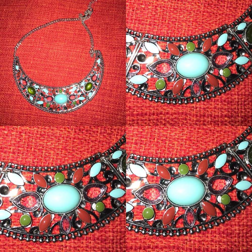 Half moon gem necklace